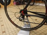 a close up of a bike on a stand in a store