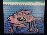 un tableau représentant un poisson accroché au mur