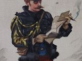painting of a man dressed in a military uniform holding a paper