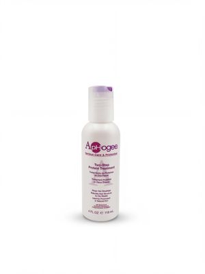 a bottle of a white bottle with a purple cap on top of it