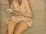 une image d'une peinture représentant une femme lisant un livre