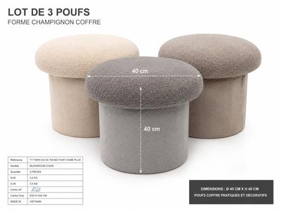 three different sizes of stools with measurements for each of them