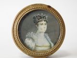 an oval miniature portrait of a woman wearing a crown
