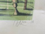 drawing of a man and a woman in a park with trees