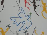 a drawing of a group of people on a wall