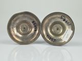pair of antique silver plated candlesticks with floral designs