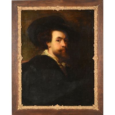 un tableau représentant un homme portant un chapeau noir et un manteau noir
