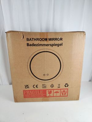 une boîte en carton sur laquelle est représenté un miroir de salle de bains