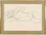 un dessin représentant une femme nue allongée sur le ventre