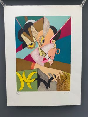 une image d'un tableau représentant une femme avec un oiseau sur l'épaule