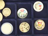 many coins in a box that are sitting on top of each other
