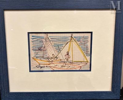 a picture of a picture of a man and a woman on a boat