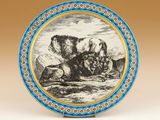an image of a plate with a picture of a man on a horse