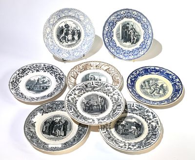 Jules VIEILLARD à Bordeaux. Ensemble de 8 assiettes à images dépareill