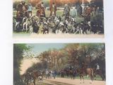 two old postcards of horses and riders on the road