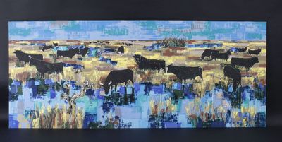 D'après Robert DEBIEVE (1925-2018): "Taureaux en Camargue", … - Photo 1