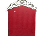 an image of a red mirror with a metal frame on a white background