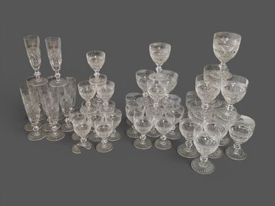 an image of a group of crystal wine glasses on a table
