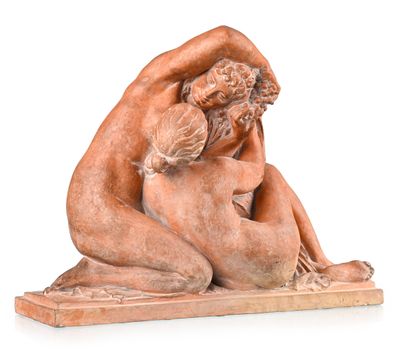 an image of a statue of a man and a woman hugging