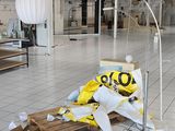 a large room that has a bunch of items on the floor