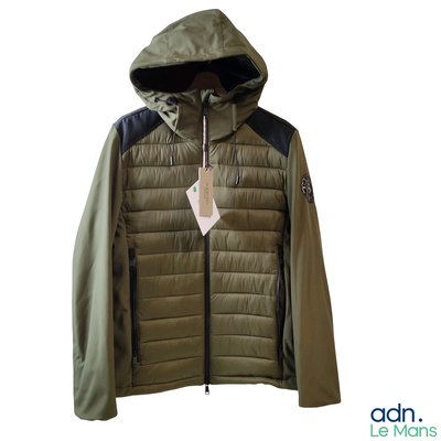 Veste zippée à capuche en nylon kaki SCERVINO STREET, T.