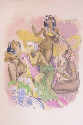 une photo d'un tableau représentant un groupe de femmes jouant de la musique