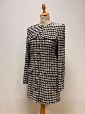 Yves SAINT LAURENT Variation – Veste en lainage gris, noir et bla...