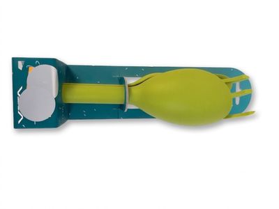 une image représentant une cuillère jaune et verte avec un manche vert
