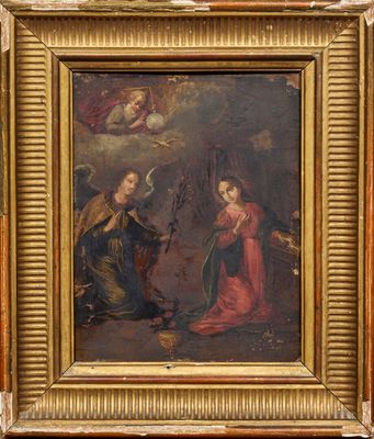une image représentant un tableau où l'on voit un homme à genoux devant une femme