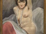 an oil painting of a nude woman with pearls and a pearl necklace