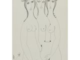a drawing of two women standing next to each other