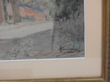 a picture of a painting of a street in a frame