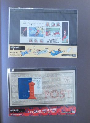 two framed pictures of a post office and a post box