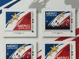 four stamps on the front of a box with soccer balls on it