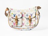 louis vuitton white multicolored monograme canvas and leather shoulder bag