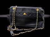 chanel black quilted lambskin shoulder bag with gold hardware