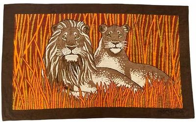 HERMÈS Serviette / Drap / Tapis de plage en coton imprimé "L…