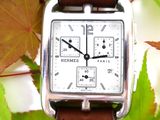a close up of a watch on a leafy surface