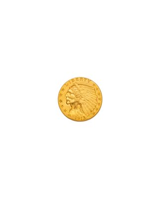 une pièce d'or sur laquelle est représentée une tête d'Indien