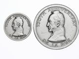 une image représentant une pièce d'argent sur laquelle figure le visage d'un homme