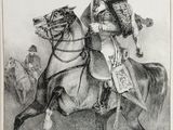 un dessin représentant un homme en uniforme à cheval
