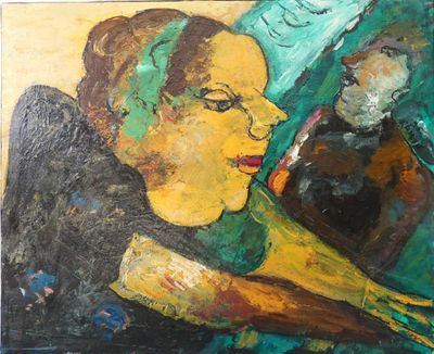 un tableau représentant une femme qui se regarde dans le miroir