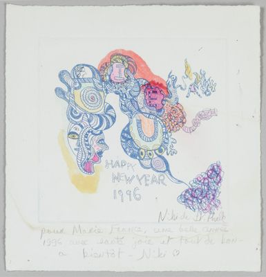 drawing of an elephant with a happy new year message on it ' s back