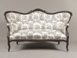 an image of a couch with a floral upholstered back