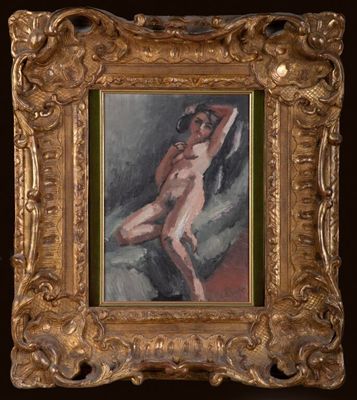 l'image d'un tableau représentant une femme nue dans un cadre doré