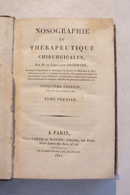RICHERAND (Balthasar Anthelme) : « Nosographie et Thérapeuti…