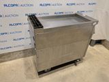 an image of a stainless steel sink sitting on top of a floor