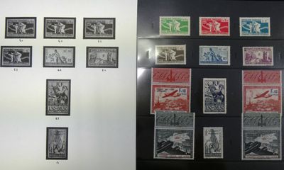 two different types of stamps displayed on the wall