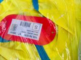 a plastic bag with a yellow and blue bag on it