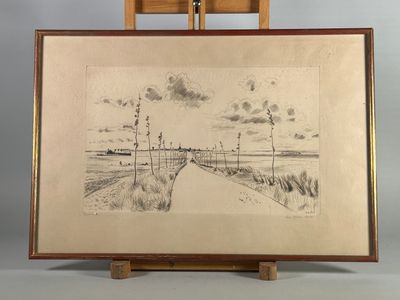 Louis Joseph SOULAS (1905-1954). La route. Burin signé en bas à droite - Photo 1